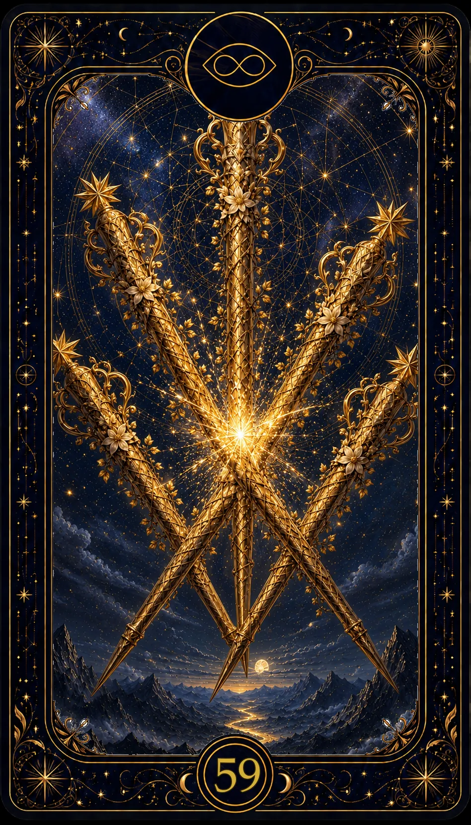 Fünf der Stäbe (Five of Wands)