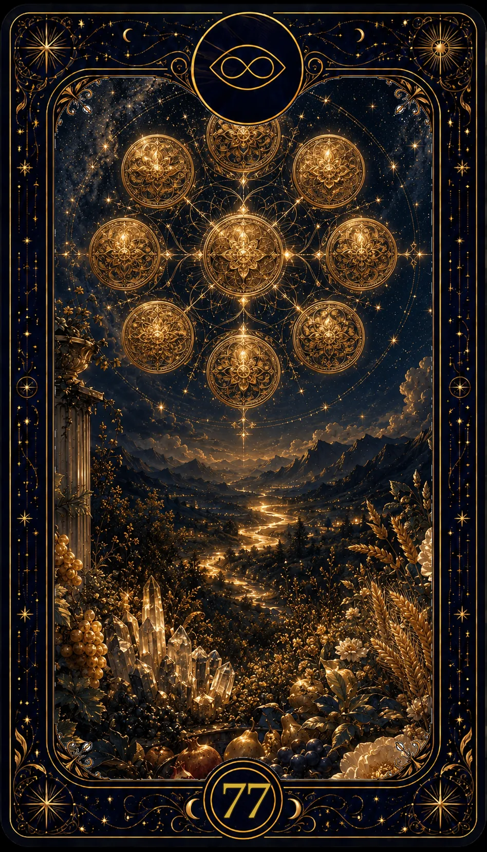 Devítka mincí (Nine of Pentacles)